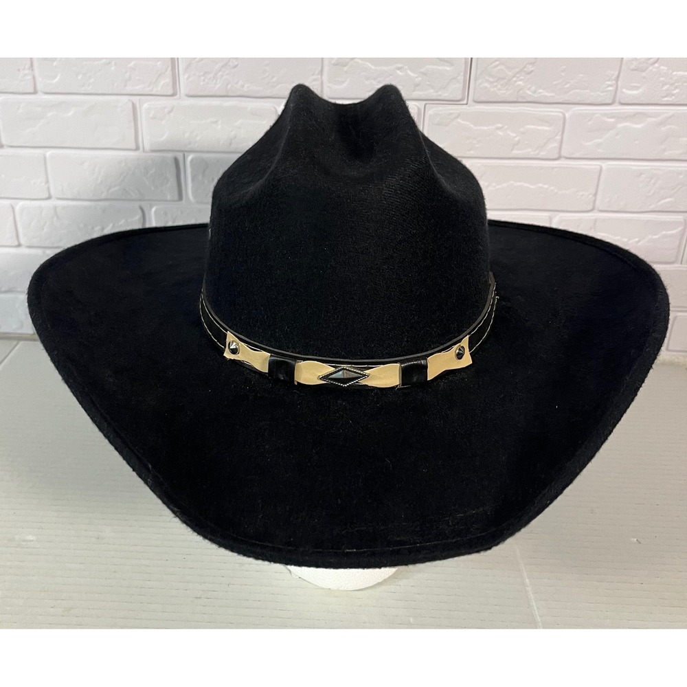 Summit Hats Cowboy Hat Men Size M Black Western Studded Band Pinched Crown